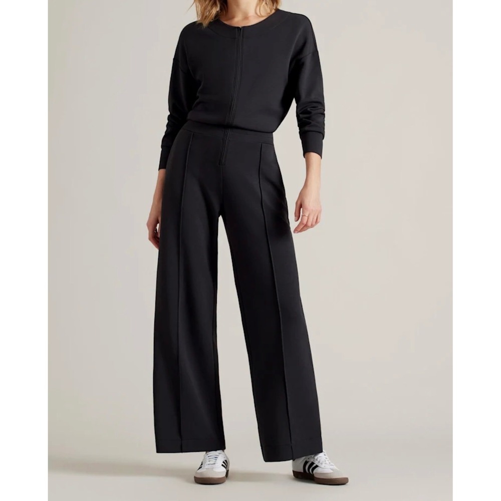 Rhone DreamGlow Jumpsuit Women's SMALL Wide Leg Black Solid Zip Casual